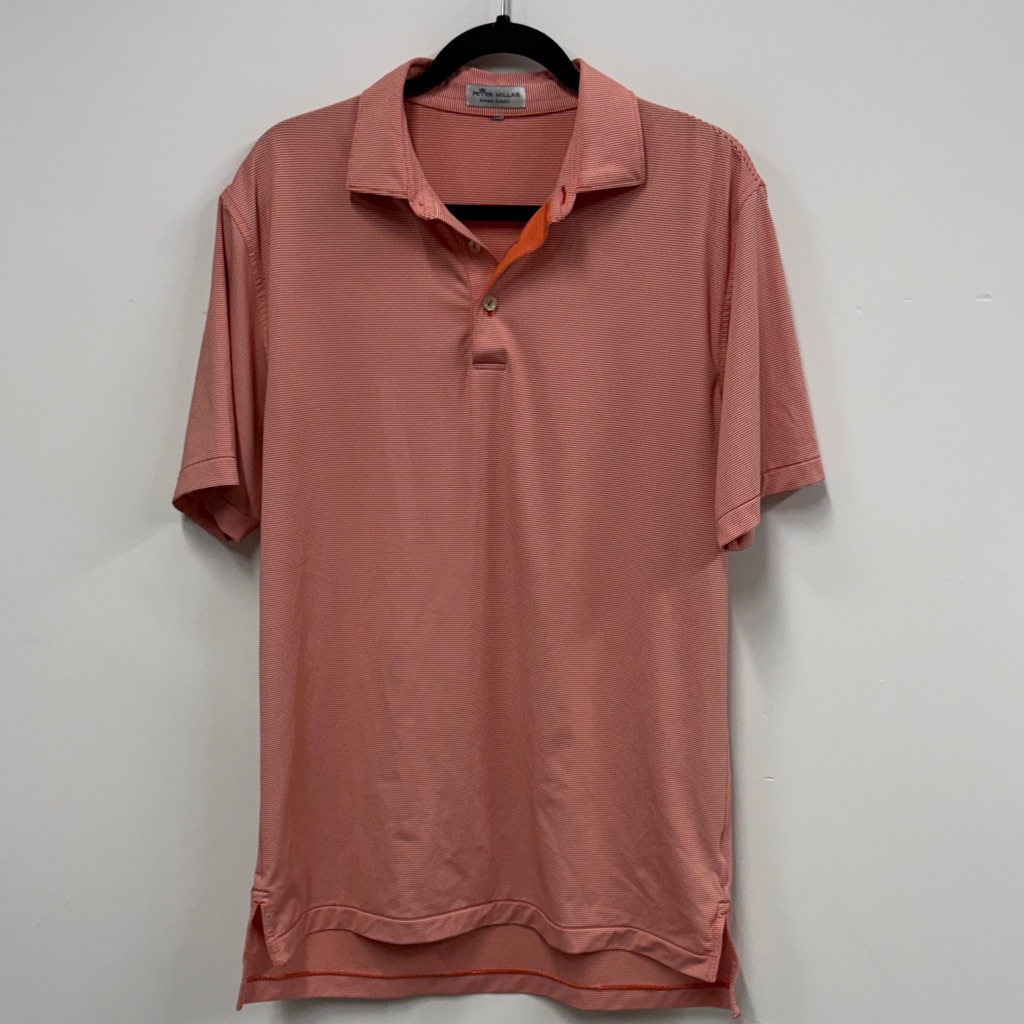 Peter Millar Coral Stripe Polo Shirt Xl